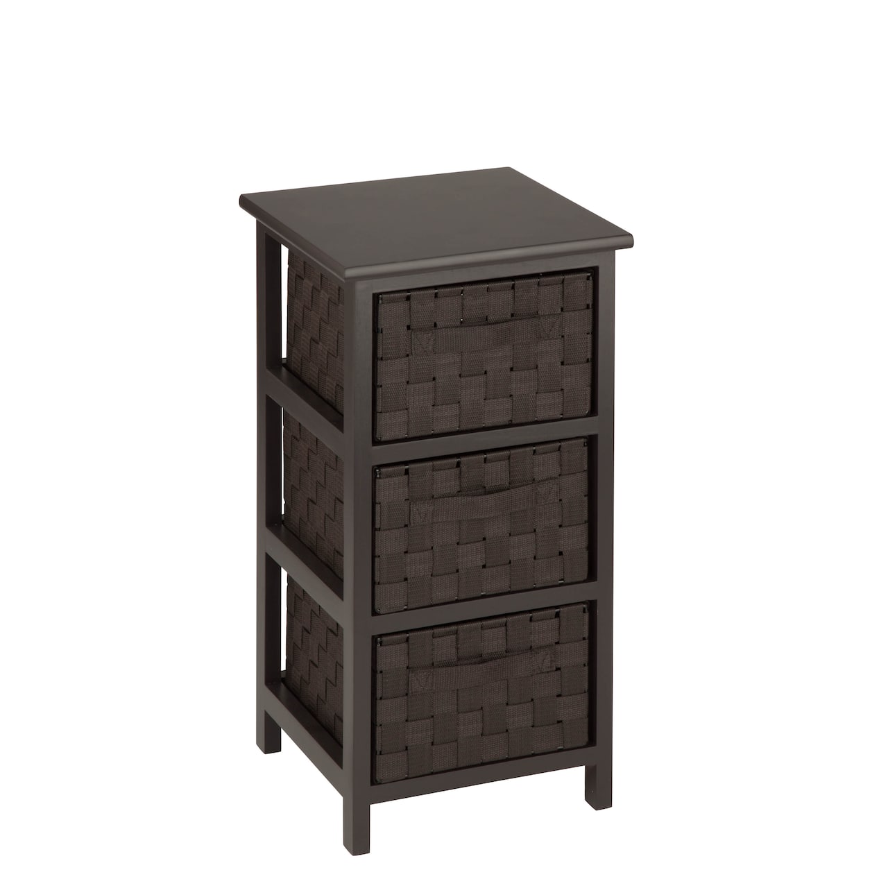 Honey Can Do 25&#x22; Small Espresso Storage Cabinet with Wood Frame &#x26; Woven Fabric Drawers